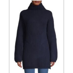 NWT Thakoon Navy Chunky Turtleneck Sweater 100% Geelong Lambswool Size M